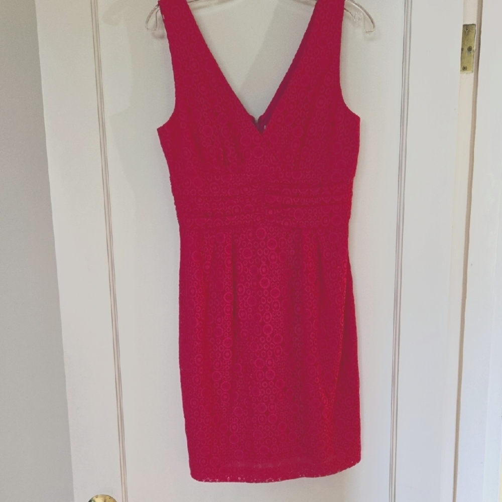 Trina Turk Pink Sheath Mini Dress V-Neck Sleeveless